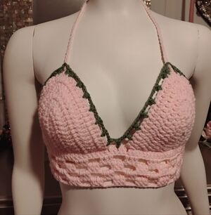 Pink Crochet Festival Halter Top